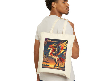 Flame-Winged Horse at Sunset Cotton Canvas Tote Bag