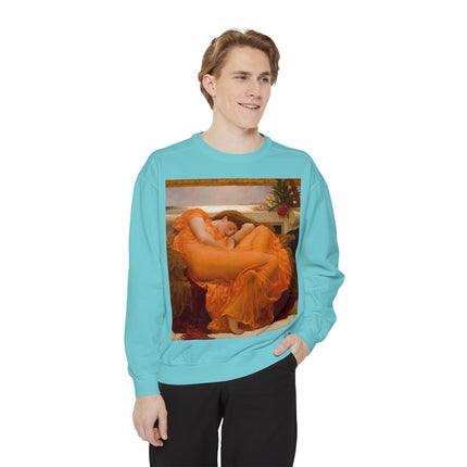 Flaming June by Frederic Leighton Unisex Garment-Dyed Sweatshirt