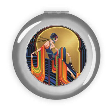 Art Deco Muse Compact Mirror – Elegant Poise & Golden Radiance