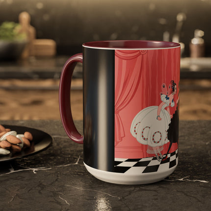 The Ladies Behind The Velvet Curtain Colorful Mugs – Art Deco Theatrical Elegance