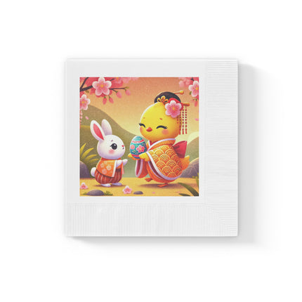 Whimsical Springtime Exchange White Coined Napkins