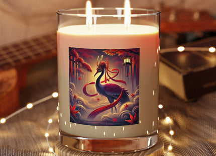 Regal Crimson Crane in the Autumn Mist Scented Candle - Full Glass, 11oz
