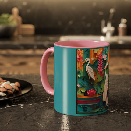 Elegant Egret Oasis Colorful Mugs (11oz, 15oz)