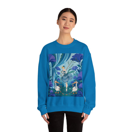 🪶🌺 The Pelican Garden Dance Crewneck Sweatshirt – Art Deco Botanical Whimsy