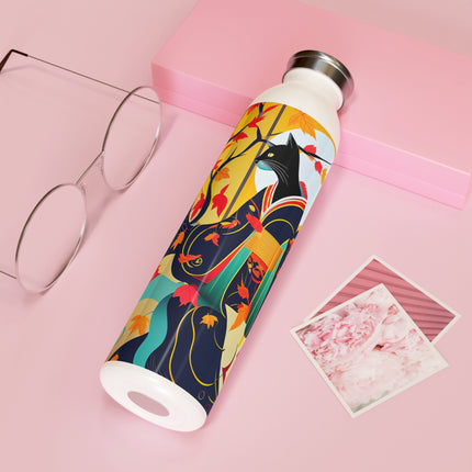 Black Cat in Kimono Slim Water Bottle