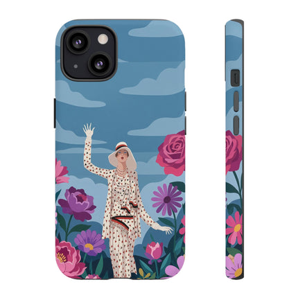 🌺👒 The Grand Flower Promenade Phone Case – Art Deco Fashion Illustration