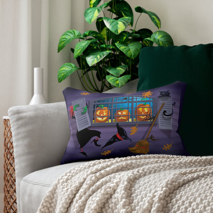 Whimsical Halloween Mischief Spun Polyester Lumbar Pillow