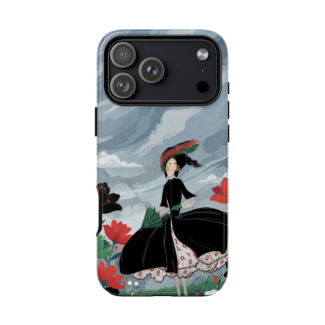 🌧️🌺 The Stormy Flower Walk Phone Case – Art Deco Floral Fashion