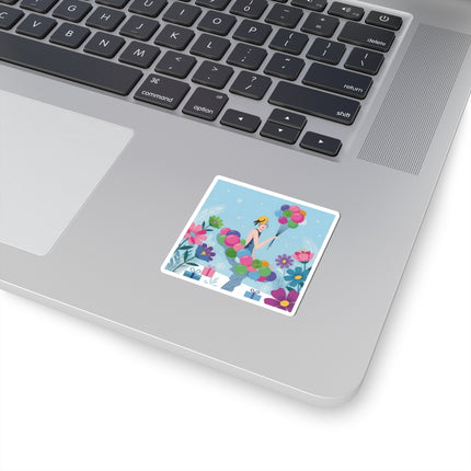 🎈❄️ The Lady Of The Winter Celebration Kiss-Cut Sticker – Art Deco Holiday Fantasy