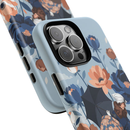 ☂️🌺 The Lady Of The Traveling Garden Phone Case – Art Deco Floral Adventure
