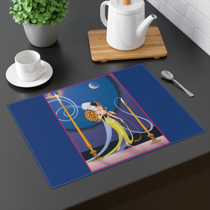 Smoke and Secrets: A Glamorous Encounter in Prohibition Era Placemat, 1pc