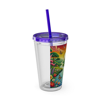 Sailor Kitten’s River Adventure Sunsplash Tumbler with Straw, 16oz