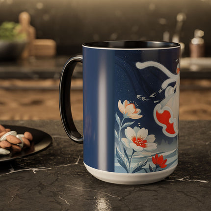 ❄️⛸️ The Winter Skater’s Flight Colorful Mug – Art Deco Floral Fantasy