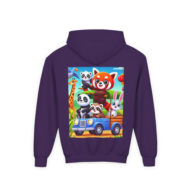 Safari Friends on the Move Youth Hooded Sweatshirt – Adventure, Friendship & Sunny Fun