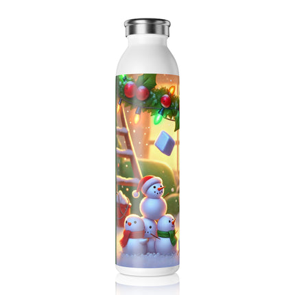 Naughty or Nice Kitten Christmas Slim Water Bottle