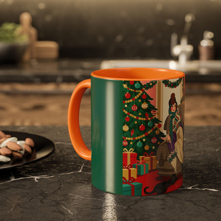 🖤🔥 The Lady Of The Christmas Hearth Colorful Mug – Art Deco Holiday Elegance