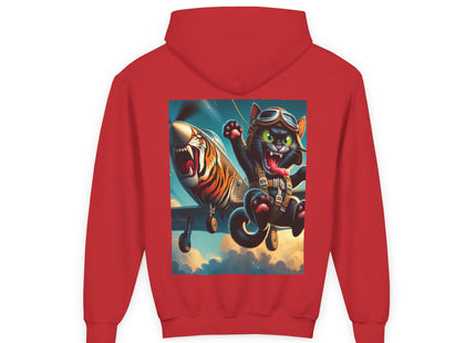 Parachuting Cat Commando Youth Heavy Blend Hooded Sweatshirt