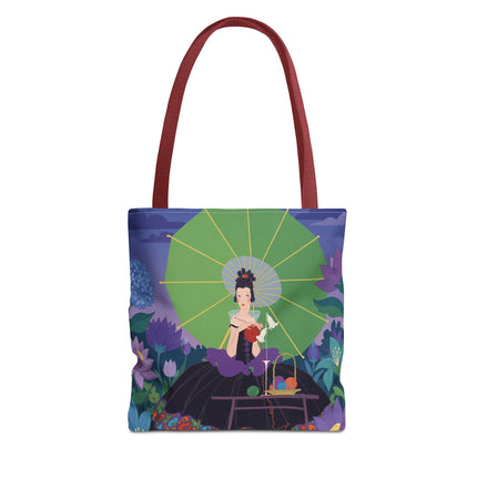 🧶🌸 The Lady Of The Enchanted Knitting Garden Tote Bag – Art Deco Floral Fantasy