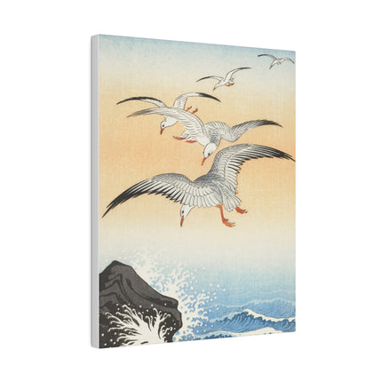 Five Seagulls Above Turbulent Sea by Ohara Koson – Japanese Seascape