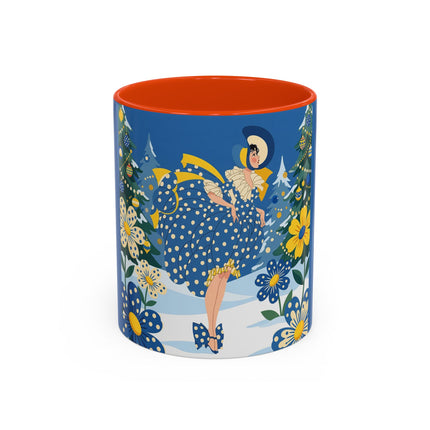 💙🌼 The Bluebell Christmas Promenade Colorful Mug – Art Deco Holiday Fantasy