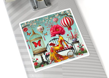 Reading In A Painted Garden Kiss-Cut Stickers (4 Sizes)