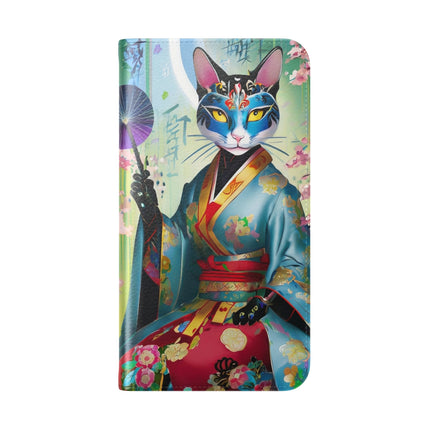 🌸✨ Cyberpunk Geisha Flip Case – Neon Elegance & Futuristic Grace