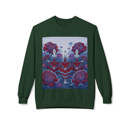 🎭🌺 The Enchanted Garden Masquerade Trio Midweight Crewneck Sweatshirt – Art Deco Floral Elegance