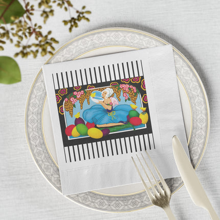 Blooms and Chicks White Coined Napkins