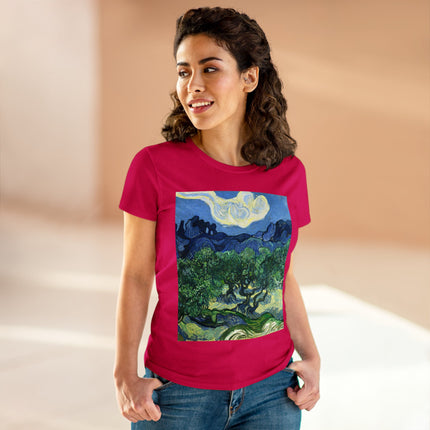 Olive Trees by Vincent Van Gogh Women's Midweight Cotton Tee