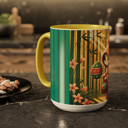 Geisha Kitten’s Easter Stroll Colorful Mugs (11oz, 15oz)