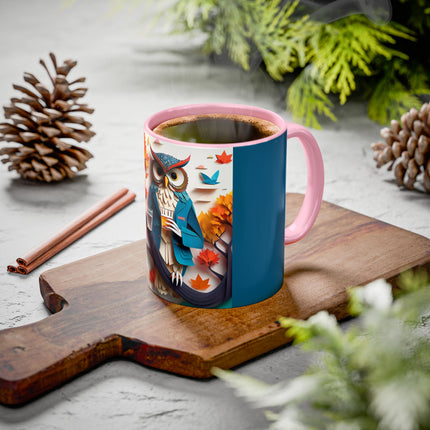 Owl at an Autumn Park Colorful Mugs (11oz, 15oz)
