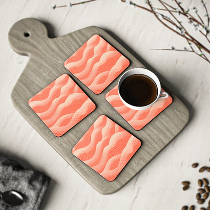 Hues of Orange and Beige Wave Pattern Coasters