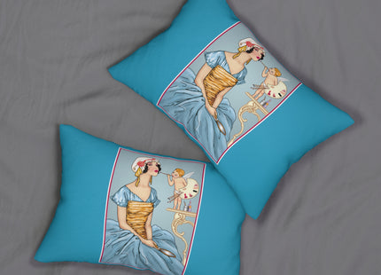 The Enchanting Painter: A Fairy's Artistic Touch Spun Polyester Lumbar Pillow