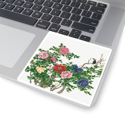 Peonies and Birds by Okamoto Shuki Kiss-Cut Stickers (4 Sizes)