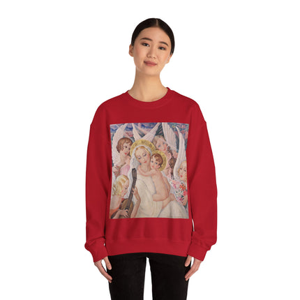 Madonna with Child Surrounded by Musical Angels by Gerda Wegener Heavy Blend™ Crewneck Sweatshirt