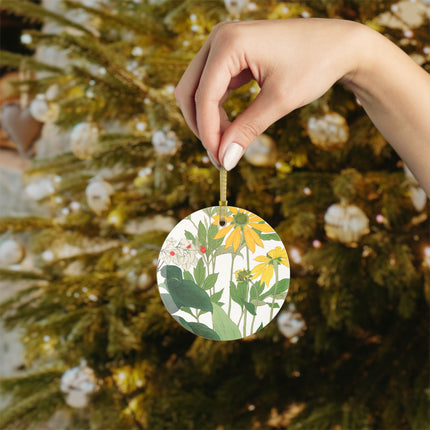 Clerodendrum & Rudbeckia Flower by Tanigami Kônan Glass Ornament