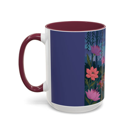 The Lady And The Midnight Birdcage Colorful Mugs – Art Deco Botanical Elegance