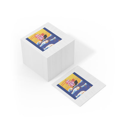Golden Seas and Whimsical Dreams White Coined Napkins