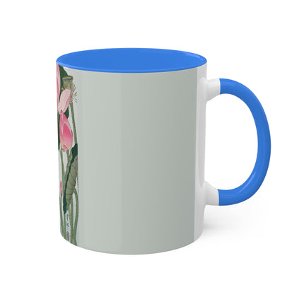 Blooming Lotus Flowers by Ohara Koson Colorful Mugs, 11oz