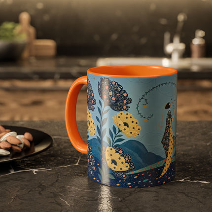 🌼🦋 The Enchanted Butterfly Garden Promenade Colorful Mug – Art Deco Floral Whimsy