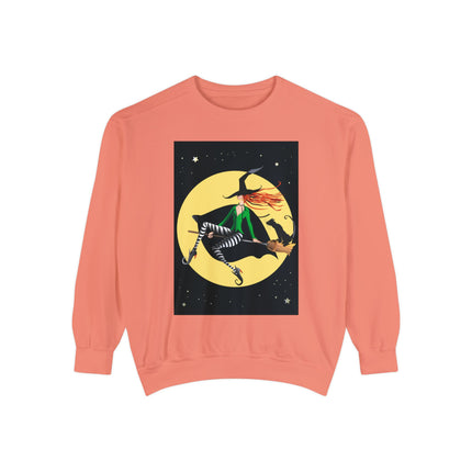 A Witch’s Moonlit Flight Unisex Garment-Dyed Sweatshirt