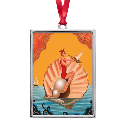 ⛵🦪 The Pearl Shell Sailor Portrait Frame Ornament – Art Deco Seaside Fantasy