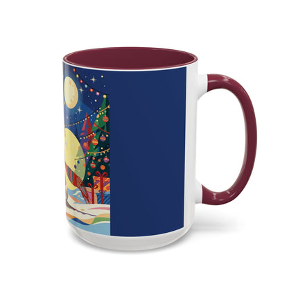 🌙🎿 The Moonlit Christmas Skier Colorful Mug – Whimsical Holiday Fantasy