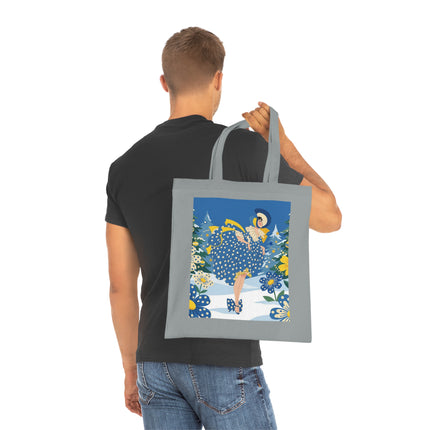 💙🎄 The Bluebell Christmas Promenade Cotton Tote Bag – Art Deco Holiday Elegance