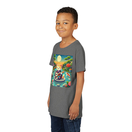 Melodic Kitten by the Koi Pond Youth Short Sleeve Tee