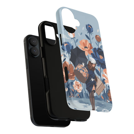 ☂️🌺 The Lady Of The Traveling Garden Phone Case – Art Deco Floral Adventure