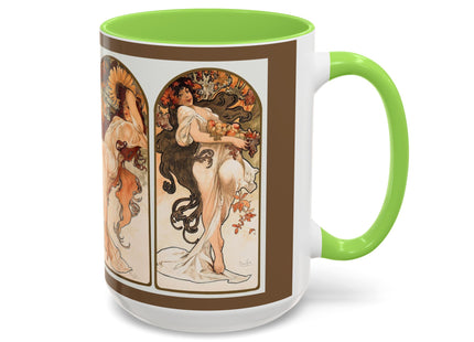 The Seasons by Alphonse Maria Mucha Colorful Mugs (11oz, 15oz)