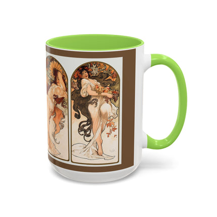 The Seasons by Alphonse Maria Mucha Colorful Mugs (11oz, 15oz)