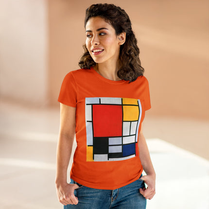 Composition with Red, Yellow, Blue, and Black by Piet Mondrian Women's Midweight Cotton Tee
