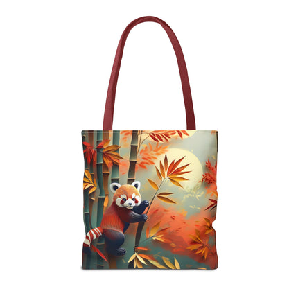 Red Panda at an Autumn Bamboo Grove Tote Bag (AOP)